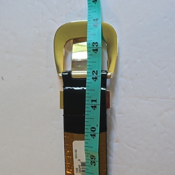 Michael Kors| Womens Black Shiny Belt W/ Gold Logo Buckle Luxury Sz.Large main image 4
